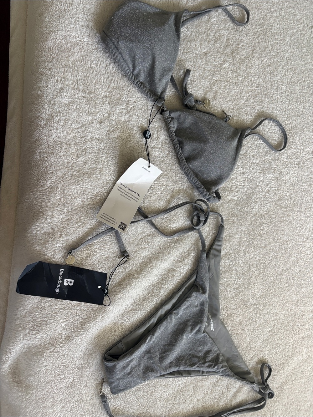 Blackbough Silver Shimmer Tie Triangle Bikini Set